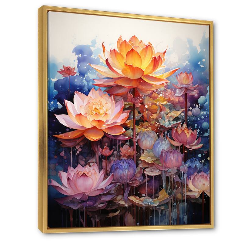 Designart "Orange Pink Buddhist Art Lotus Mandala" Buddhism Framed Wall